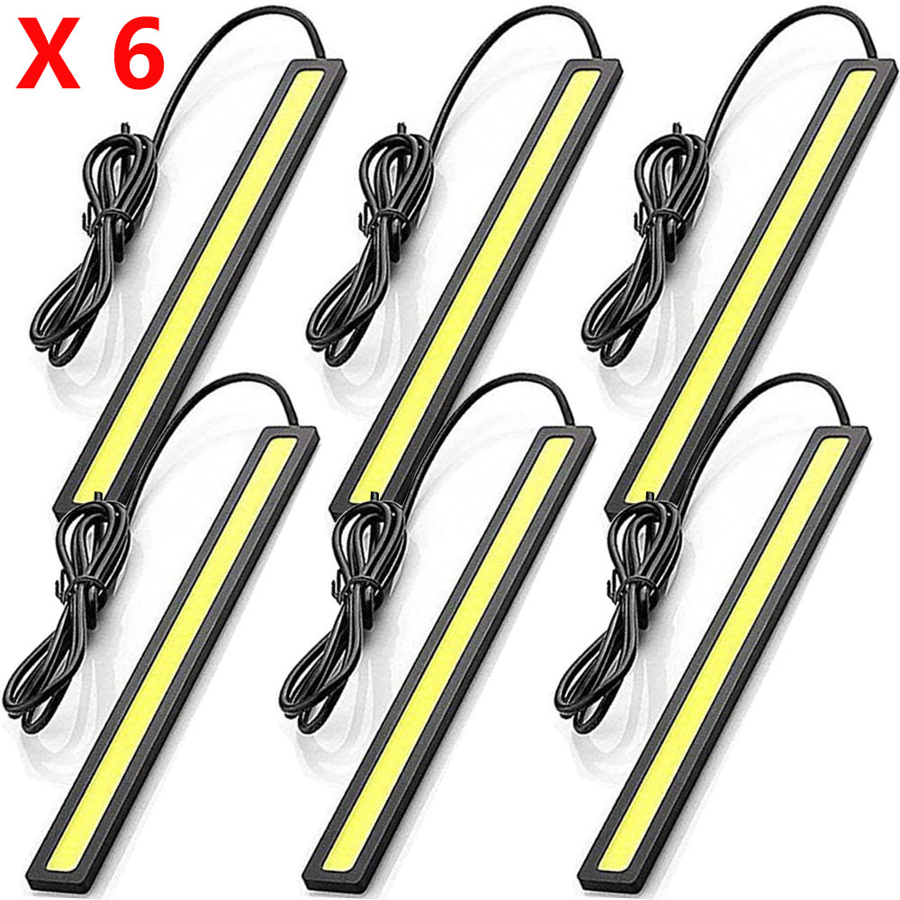 6 piezas Super brillante 17cm LED COB luz de circulación diurna antiniebla impermeable 12V 6500K luz de coche lámpara de barra de estilo Interior de coche