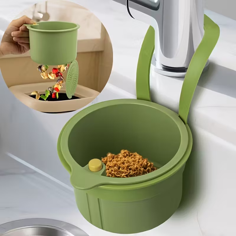 Press-Type Drain Basket: Food Strainer & Sink Organizer, Multi-Functional for Kitchen & Bathroom Use