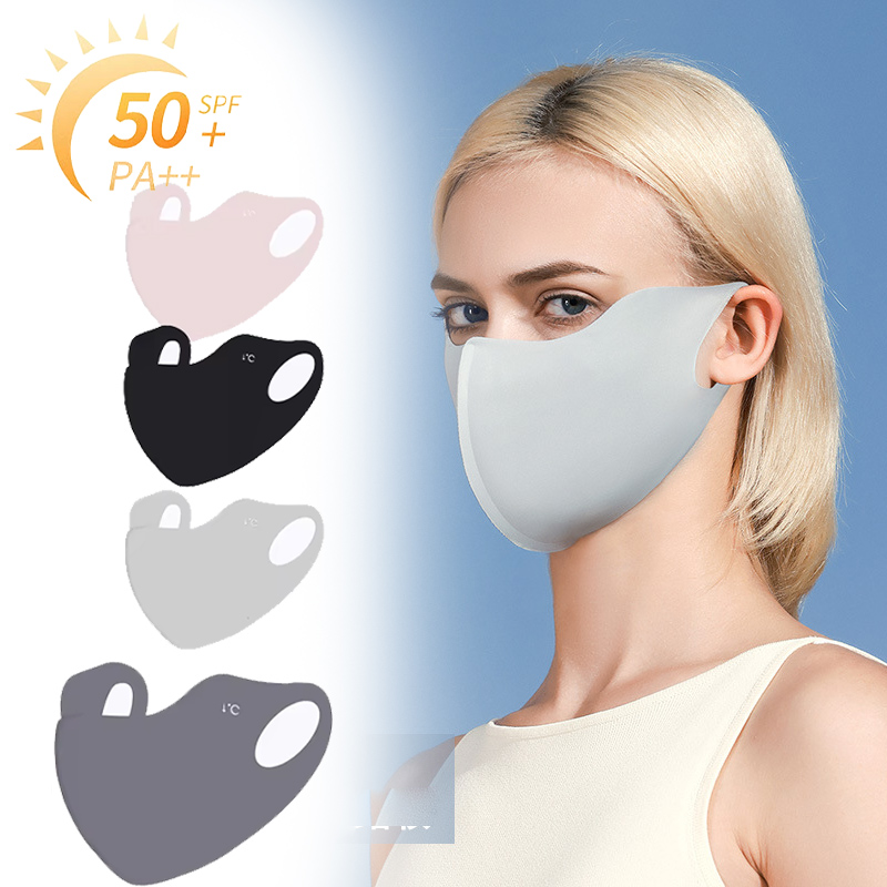 1-40 pçs verão proteção solar protetor facial com ácido hialurônico respirável lavável máscara de seda gelo proteção uv para os olhos para ciclismo