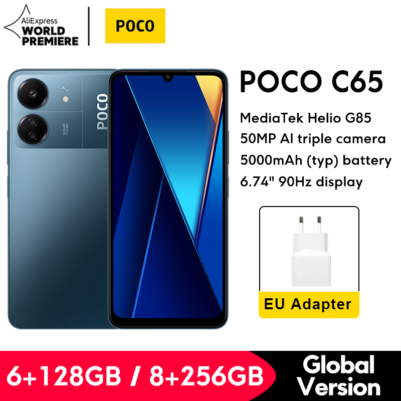 Global Version POCO C65 NFC 6GB + 128GB/8GB + 256GB MediaTek Helio G85 6.74 "90Hz 50MP Triple กล้อง 5000mAh แบตเตอรี่