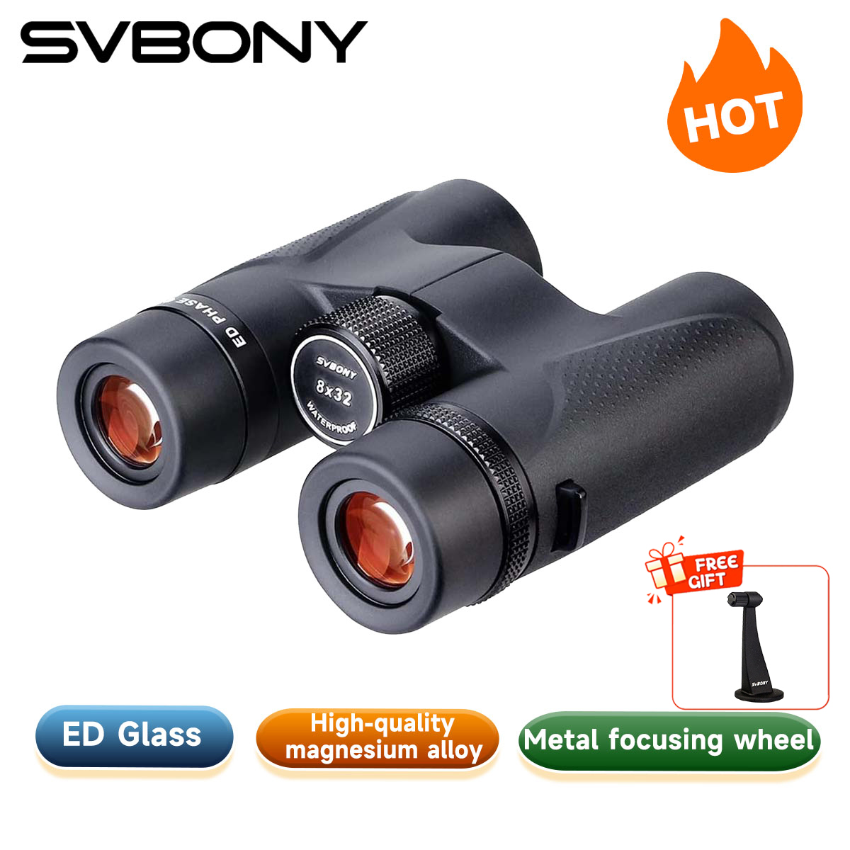 Svbony SV202 8X32/8x42/10x42/10X50 ED jumelles IPX7 corps en alliage de magnésium jumelles longue portée BAK4 pour l'observation des oiseaux Camping Hunting