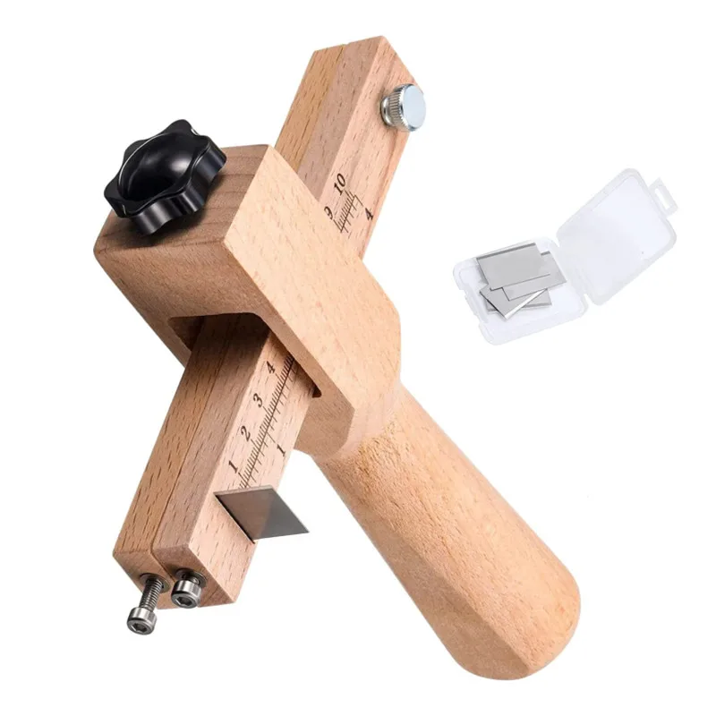 Nuevo Cortador de correa de cuero ajustable con 5 cuchillas, bricolaje, corte de cinturón de cuero a mano, cortador de tiras de madera, herramientas artesanales de cuero