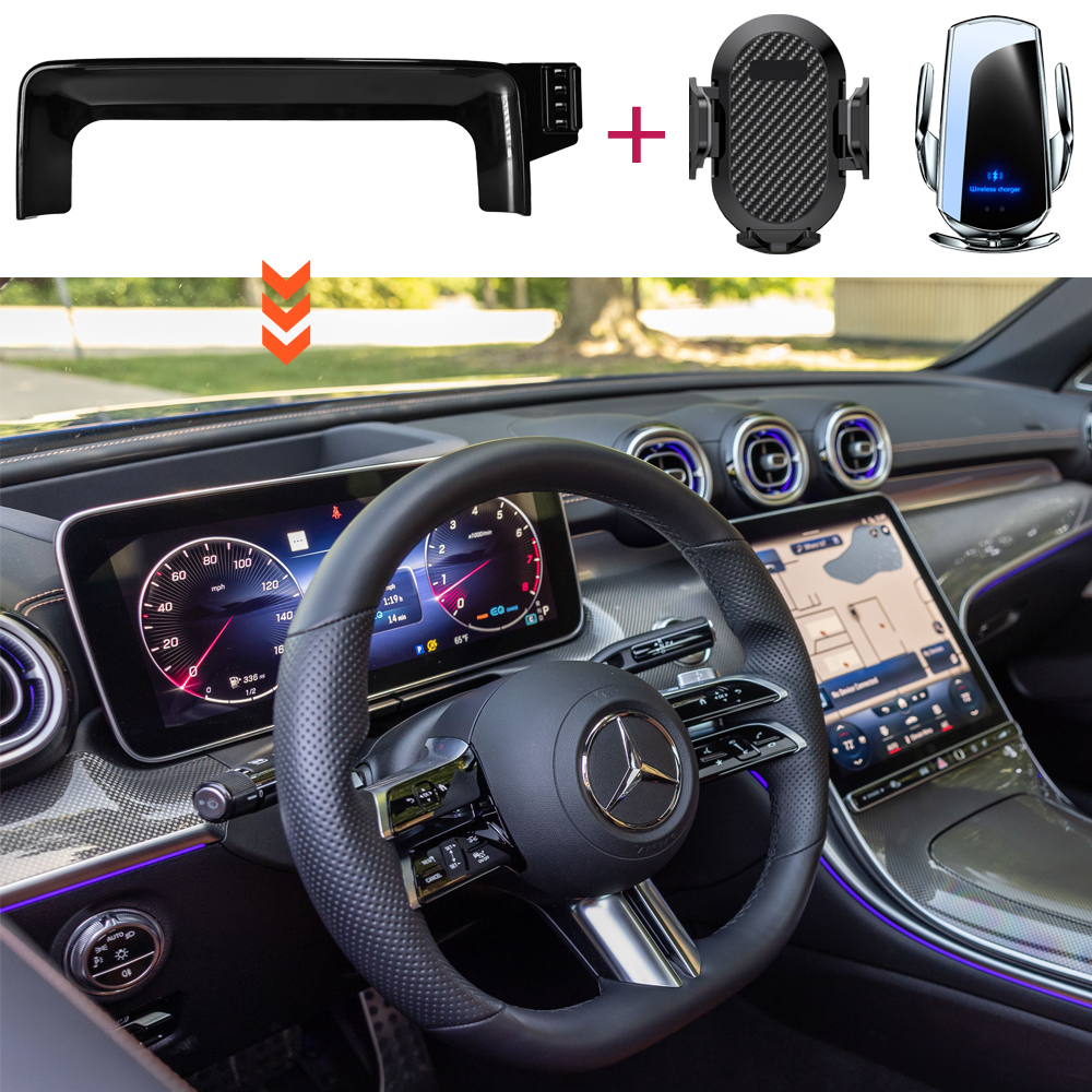 Soporte de teléfono para coche para mercedes-benz Clase C 2022 2023 2024 W206, Base fija de pantalla, soporte de teléfono de carga inalámbrica, accesorios para coche