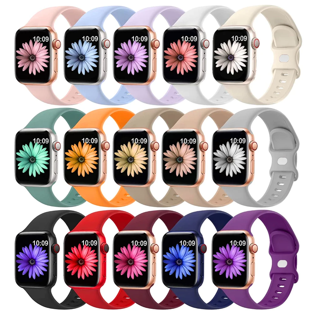Cinturino in Silicone per cinturino Apple Watch 44mm 40mm 45mm 41mm 42-38mm cinturino da polso sportivo iwatch series 8 7 se 3 4 5 6 9 ultra 2 49mm