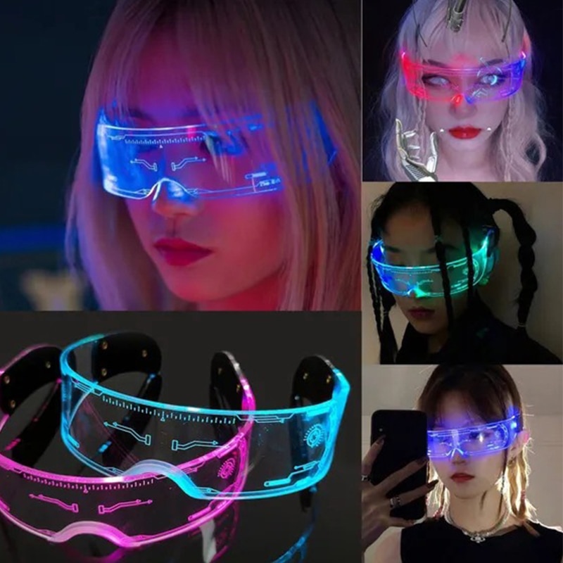Gafas de sol luminosas LED para hombre y mujer, lentes de sol Vintage Punk, a la moda, para fiesta de Navidad, coloridas, con UV400