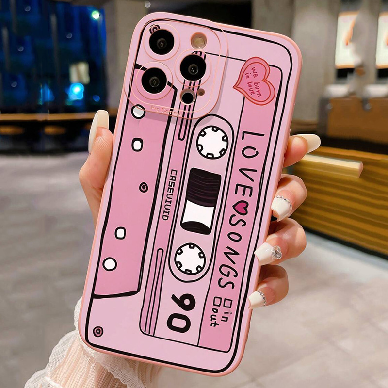 Розовый чехол для телефона Scribble Tape Design для iPhone 17 Air 16 15 14 13 12 11 Pro Max XR X XS 7 8 14 15 Plus SE Противоударный мягкий чехол