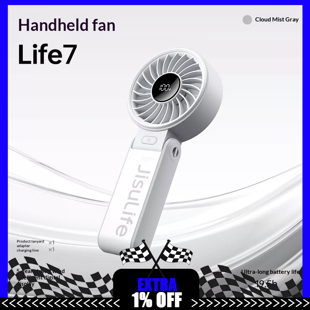 JisuLife Life7 Handheld kleine ventilator Vijf-traps sterke wind Verschillende windtypen Handventilator 19 uur lange batterijduur Laag geluidsniveau