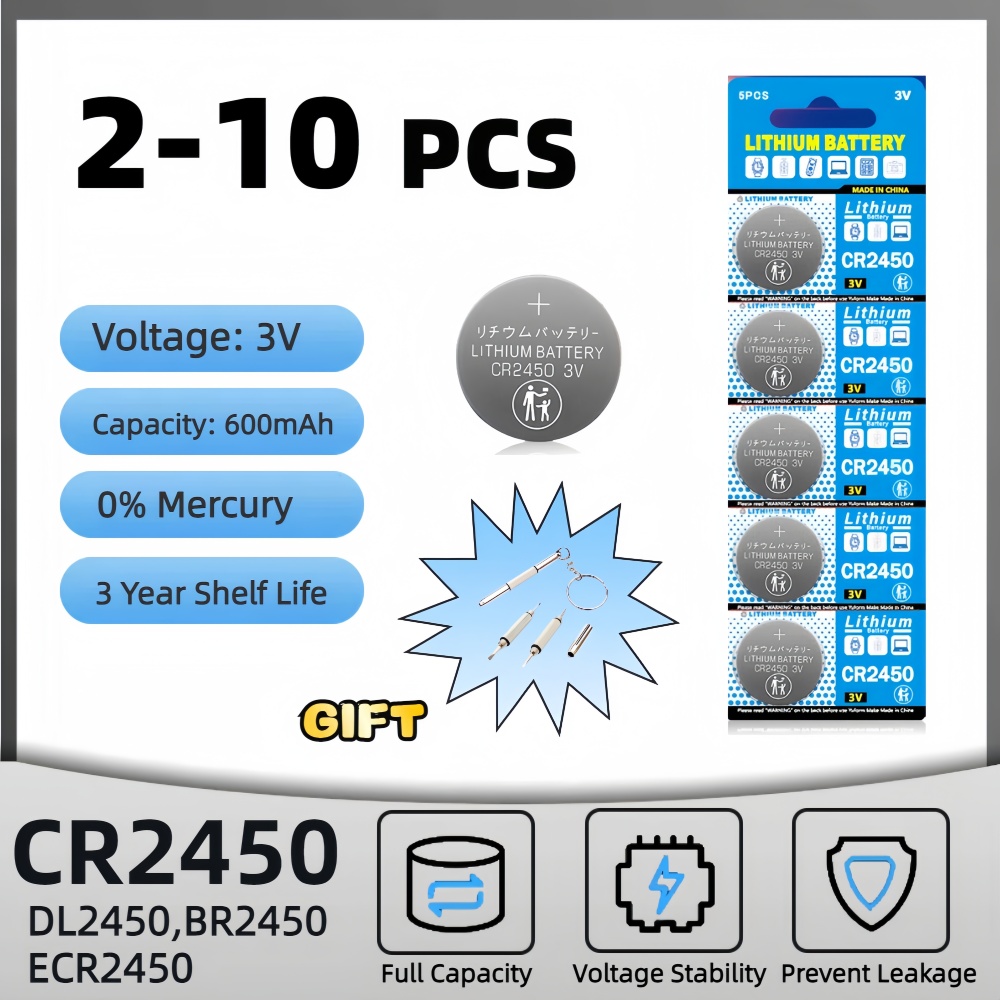 2-10 шт. CR2450 батарейка для часов KCR2450 5029LC LM2450 DL2450 ECR2450 BR2450 CR 2450 3 В 600 мАч литиевые батарейки типа «таблетка»