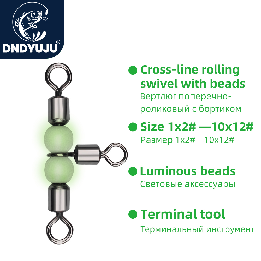 DNDYUJU, 10 Uds., anillo sólido, aparejos de pesca, accesorios, equipo de pesca, conector de rodamiento Triple giratorio, anzuelos