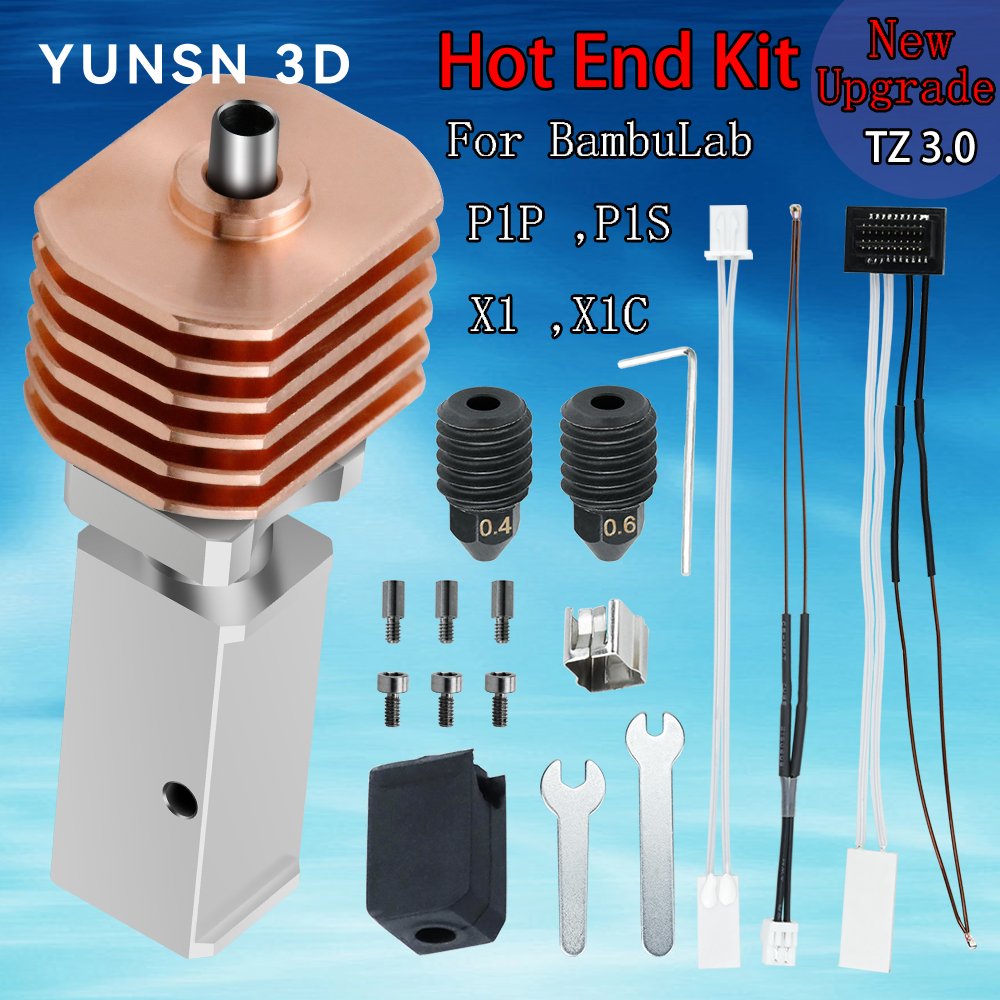 Actualización TZ3.0 Hotend para BambuLab P1S P1P X1 X1C TZ V3.0 Actualización Hotend para cabezal de impresión de alta temperatura Hotend totalmente metálico de bambú