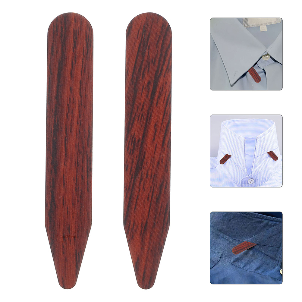 Onglets de col en bois pour chemises habillées, 4 pièces, garde les colliers croustillants et dans le lieu, idéaux pour un usage formel, petits onglets de col en bois