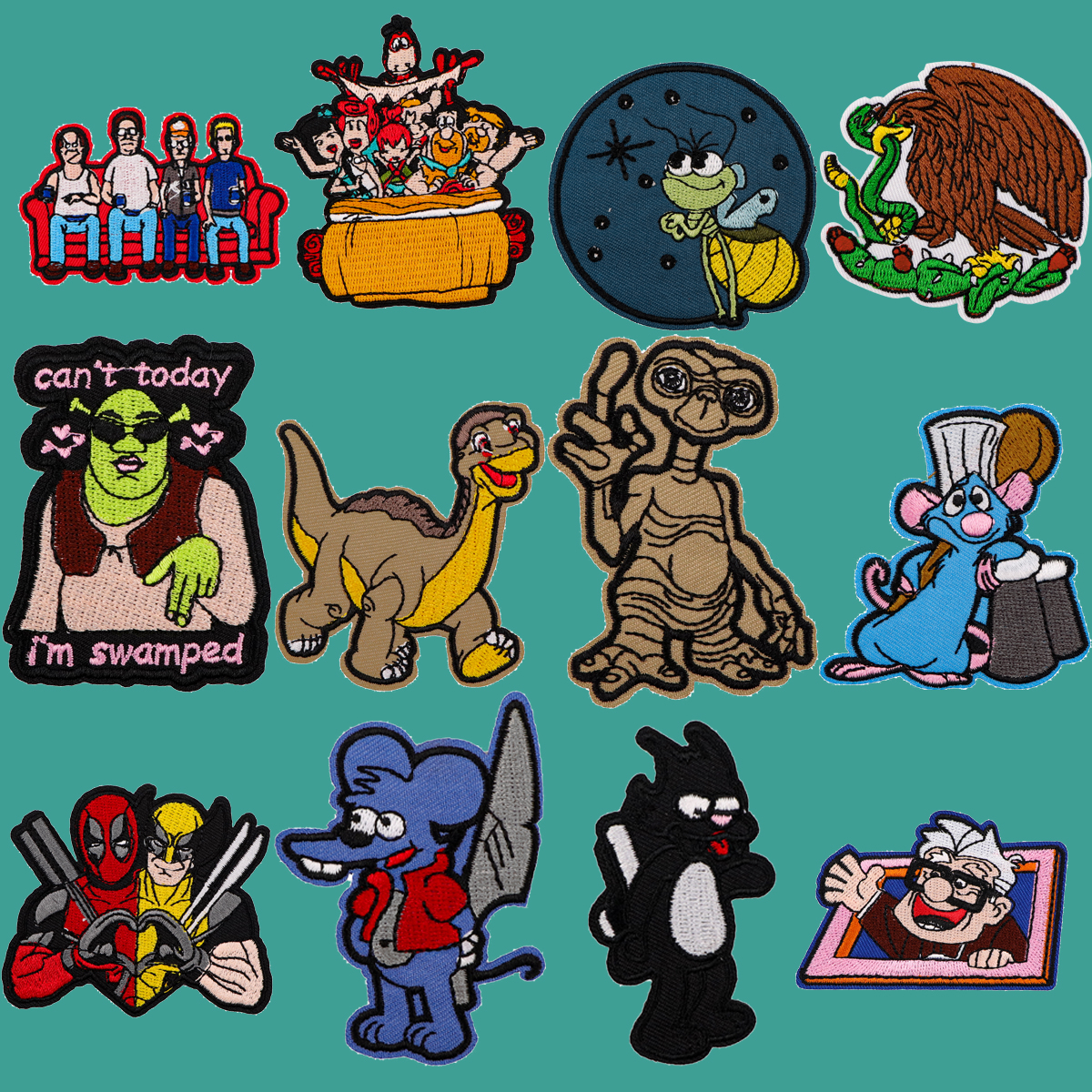 ไดโนเสาร์แพทช์ปักสําหรับเสื้อผ้า DIY ป้ายกาว Alien แพทช์บนเสื้อผ้าสติกเกอร์ Appliques การ์ตูนแพทช์