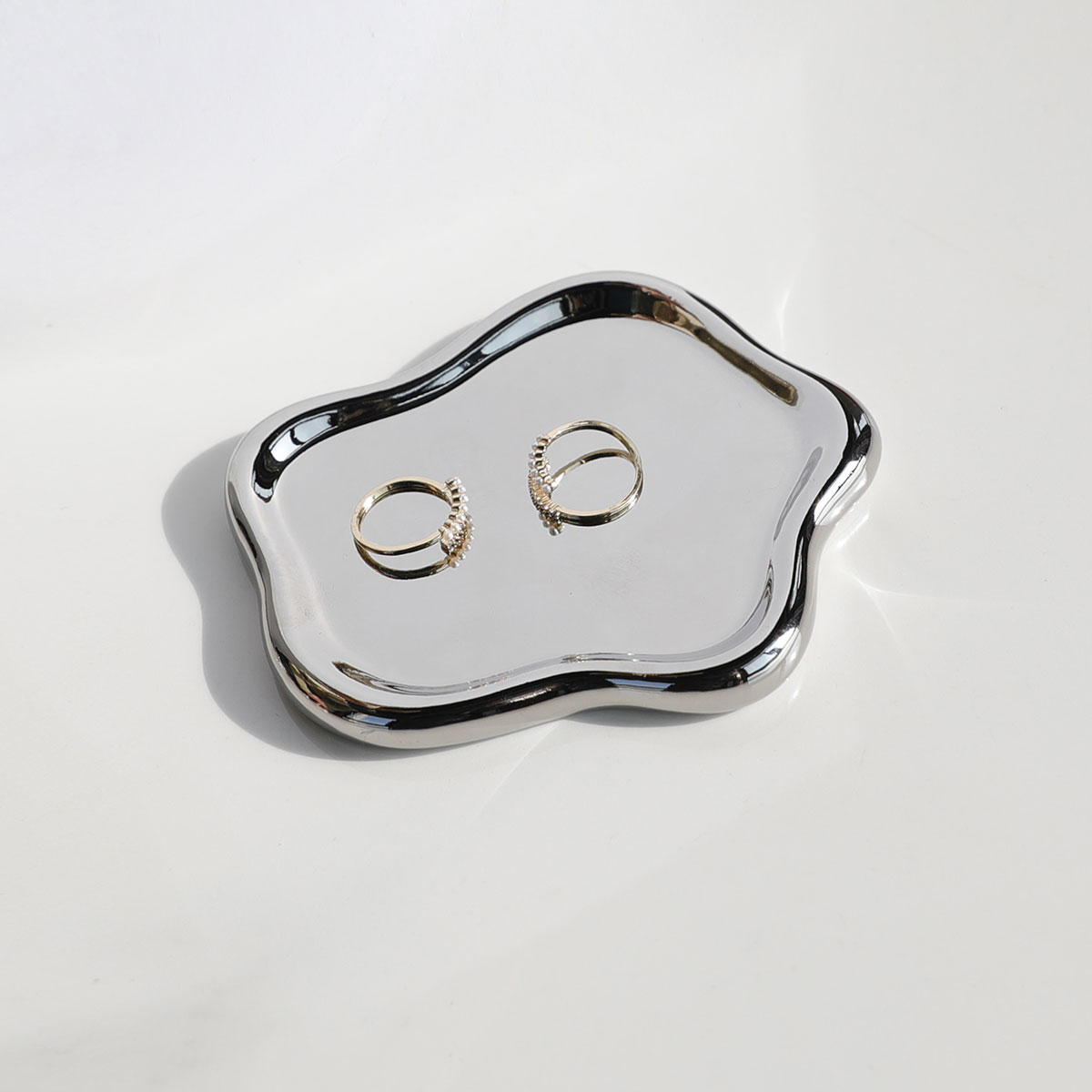 Bandeja de joias de cerâmica irregular, para exibição de joias e armazenamento de chaves, ornamento decorativo de mesa, 1 peça