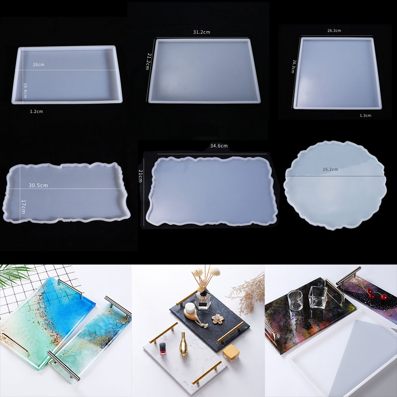 ถาดแม่พิมพ์ซิลิโคน DIY เรซินแม่พิมพ์คริสตัลอีพ็อกซี่ซิลิโคนแม่พิมพ์ผลไม้แผ่นชาโต๊ะ Coaster ทําแม่พิมพ์เครื่องมือ
