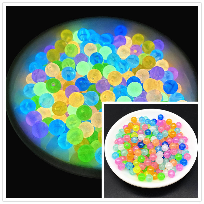 Perles Rondes en Acrylique Brcorporelle dans la Nuit, Espaceur pour Marquage de Bijoux, Collier et Bracelet, 6/8/10mm