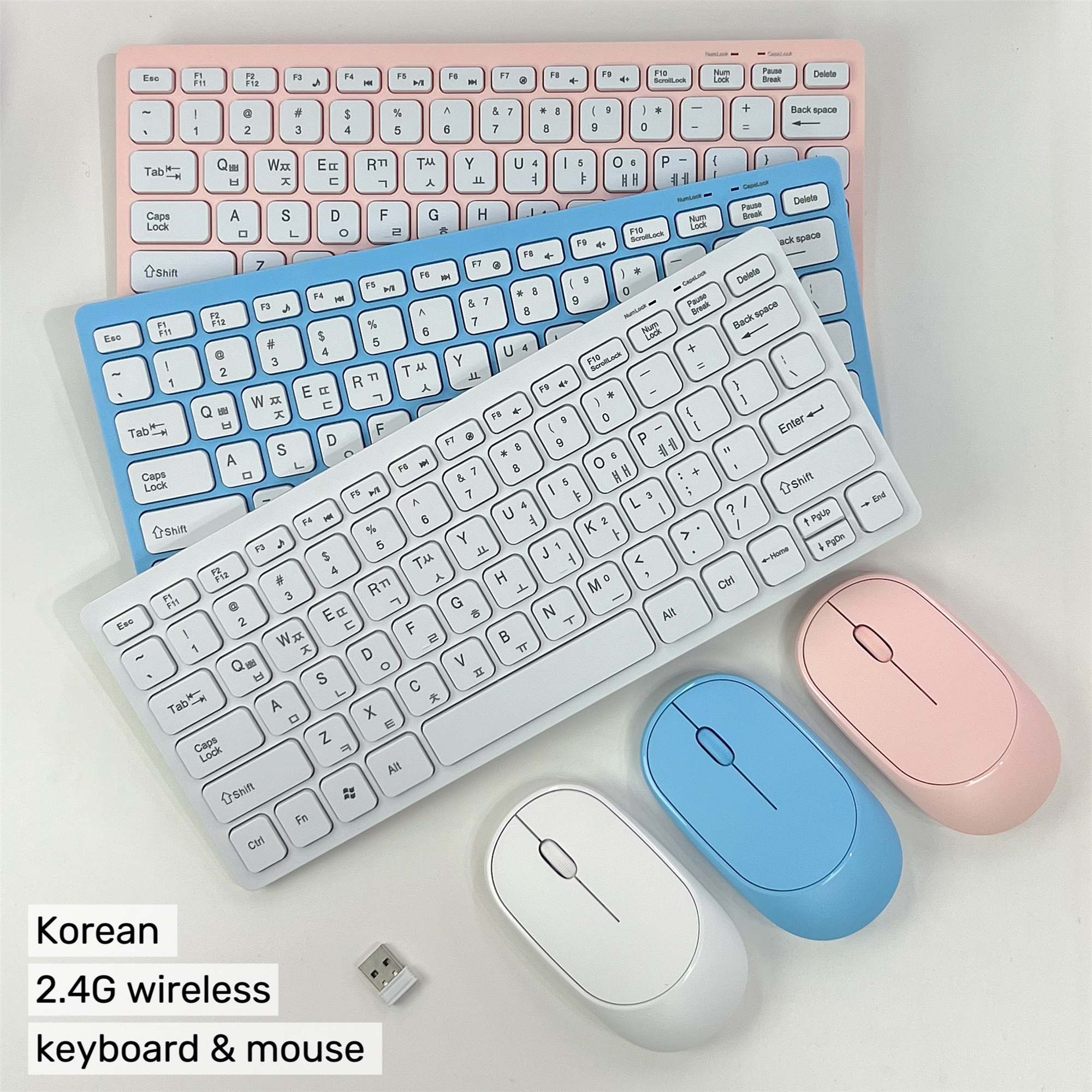 Clavier et souris sans fil coréens 2.4G, Mini clavier et souris portables, ensemble combiné pour ordinateur portable, Mac, ordinateur de bureau