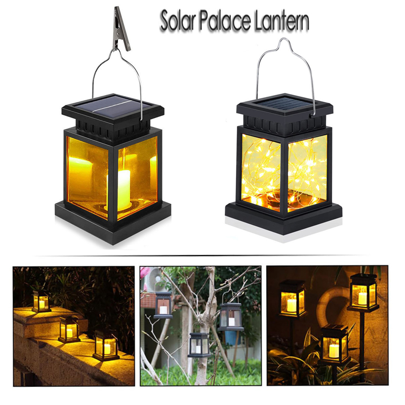 Lanterne solaire de palais, lumières solaires d'extérieur, paysage de pelouse, atmosphère suspendue, lampe à bougie, décoration de sol, cour, jardin, éclairage solaire