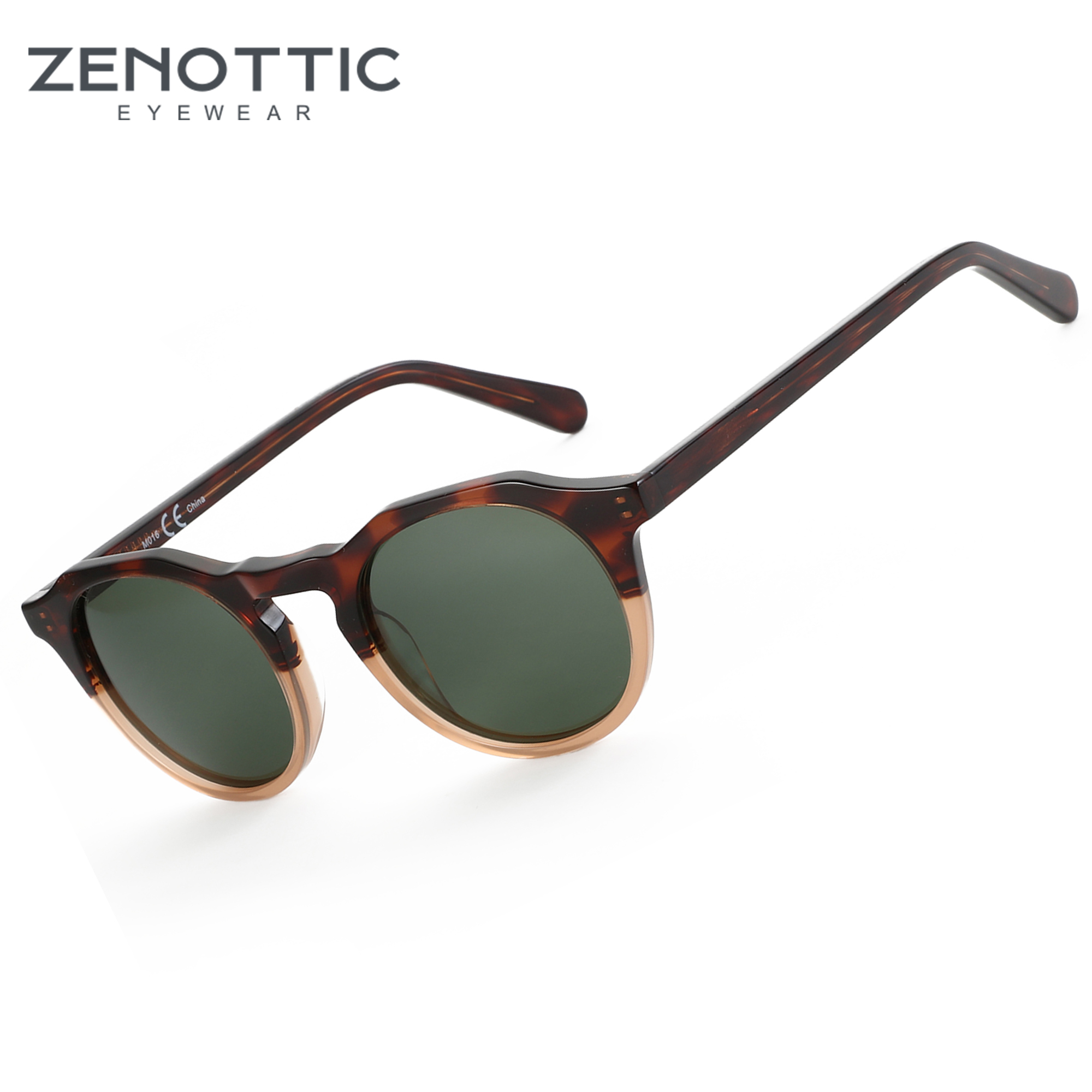 ZENOTTIC Gafas de Sol Polarizadas de Acetato de Moda, Redondas, Vintage, Protección UV400, Nuevas Gafas de Sol Retro para Hombre/Mujer 600001S