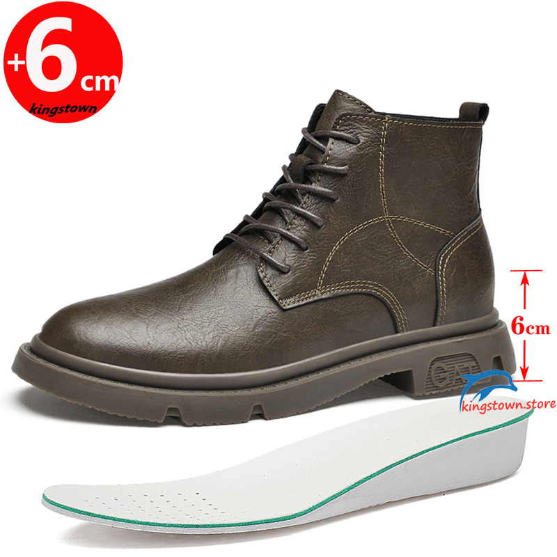 Homem tornozelo botas de couro inverno homem altura aumentar palmilhas 6cm sapatos de elevador tênis ao ar livre