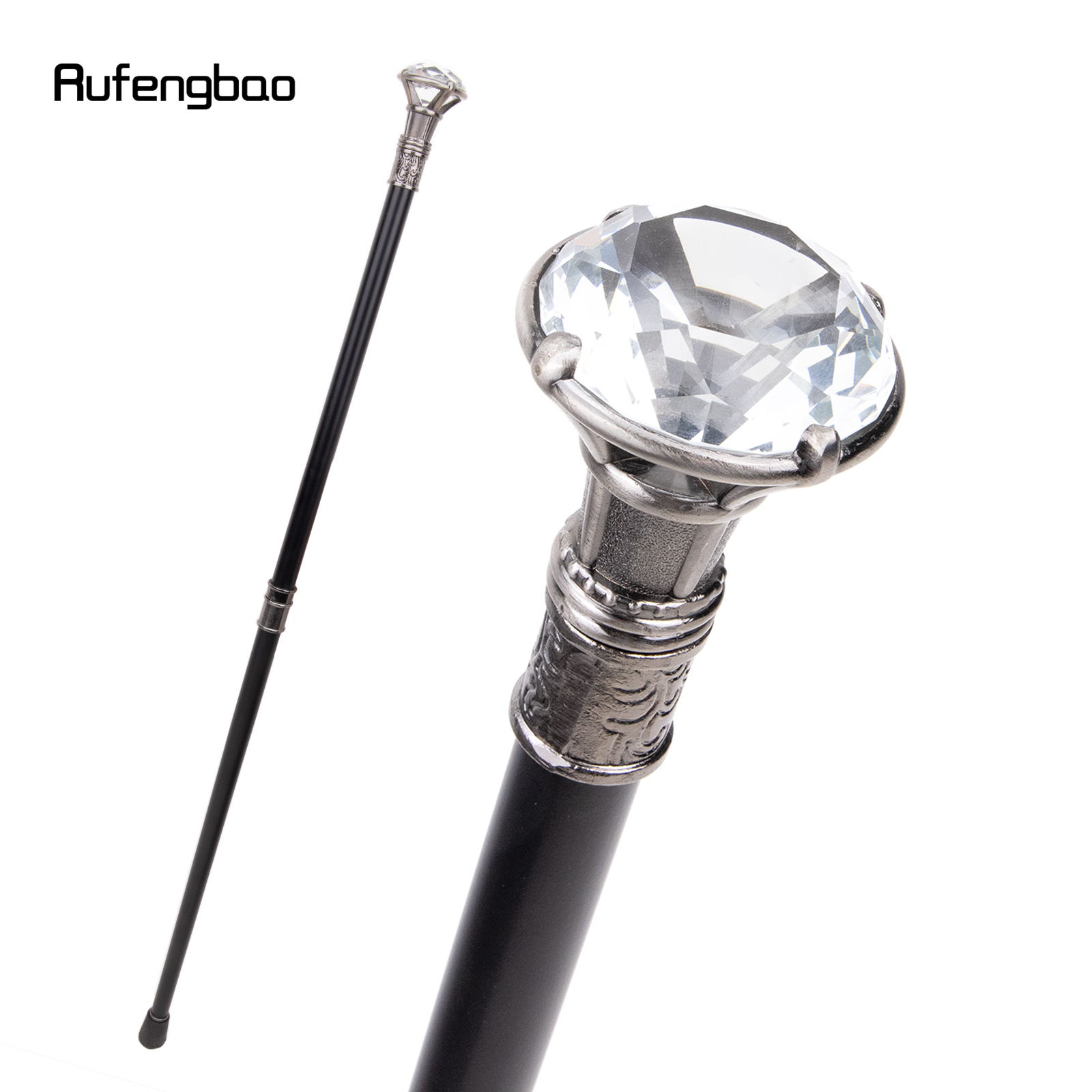 Diamond Walking Cane Fashion Decorative Walking Stick Gentleman Elegant Cosplay Cane Knob Crosier 93cm Performance Stage Cane