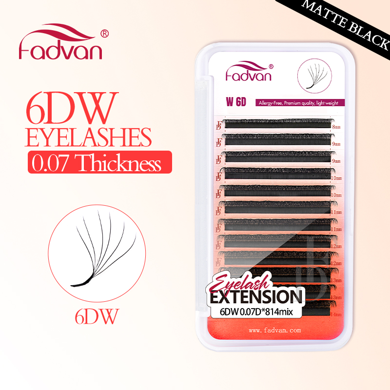 FADVAN réel 6D W cils 0.07 W forme Extensions de cils C/D/L /M 8-15mm naturel doux professionnel cils