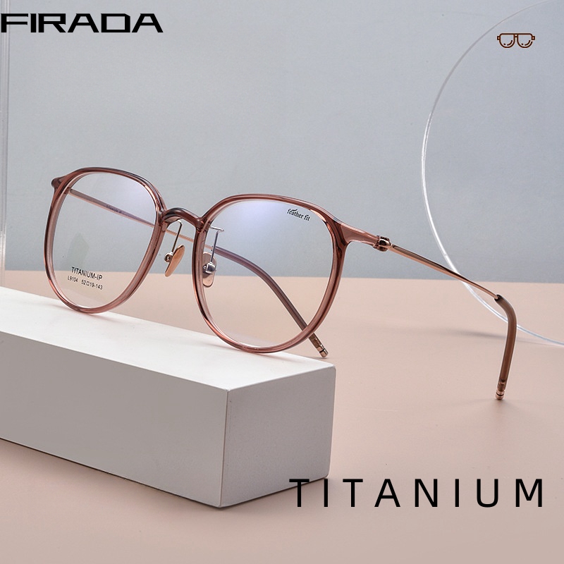 FIRADA Fashion Ultra Light Glasses Retro Round Titanium Transparent Eyewear Prescription Eyeglasses Frame For Men Women L9104Y