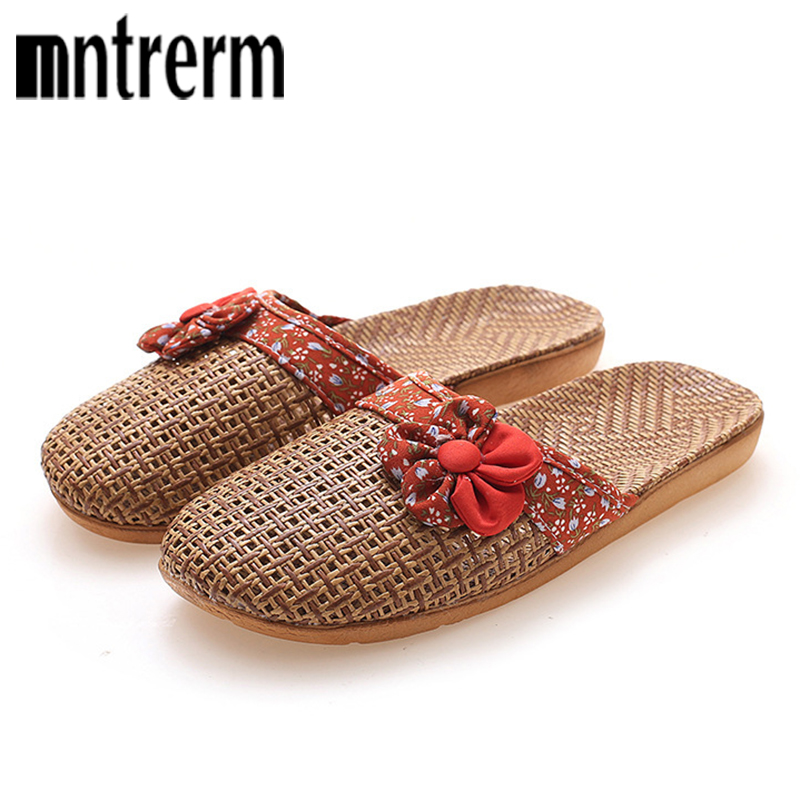 Sandal Wanita Linen, Tikar Bambu Musim Panas, Sandal Rumah Sepatu Lantai Kayu Wanita Eva Sol Lembut Sepatu Sandal Pantai Wanita 2022
