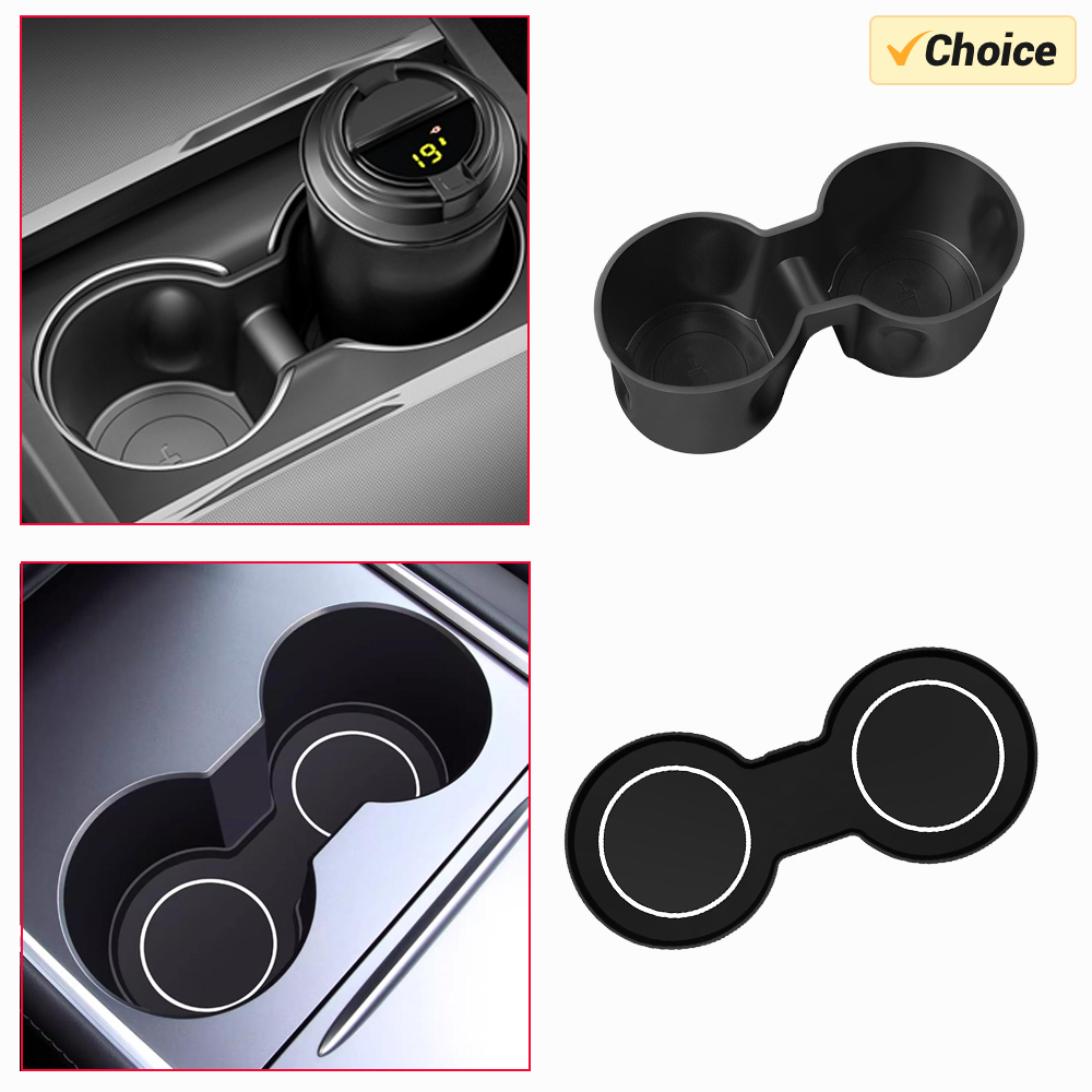 USVOTOV Water Cup Holder Inserts For Tesla Model Y YL Model 3 2025 2026 Accessories Center Console Organizer Storage Box Coaster