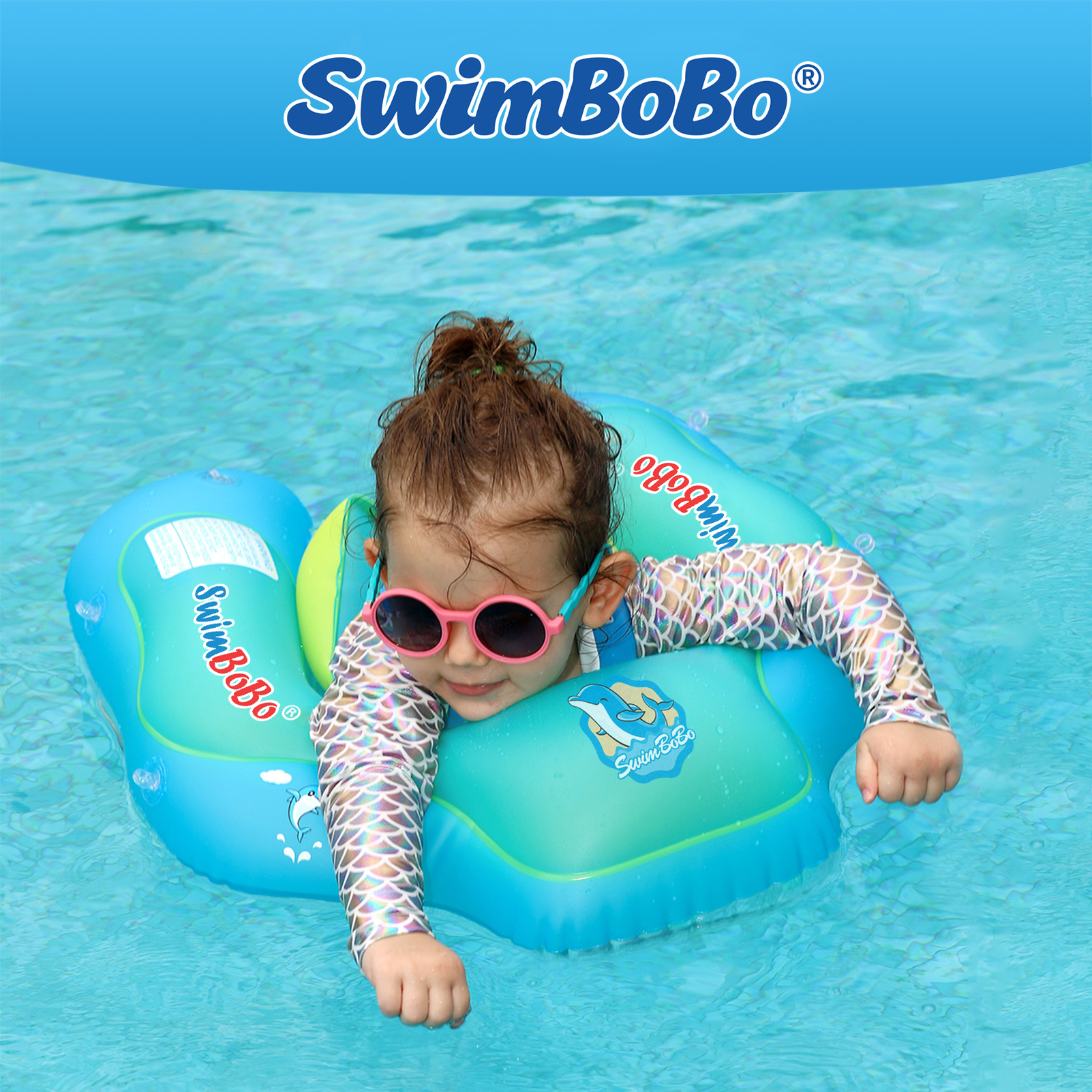Flotador de Bebé Antideslizante Swimbobo con Correas de Seguridad para los Hombros, Anillo Inflable para Piscina para Bebés, Evita que se Vuelque