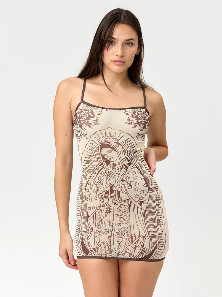 Sukienka Sisterlinda Przezroczysta Damska z Nadrukiem Artystycznym, Głęboki Dekolt, Obcisła, Wysoka Elastyczność, Seksowna, Letnia, Nowy Trend, Mini Bodycon