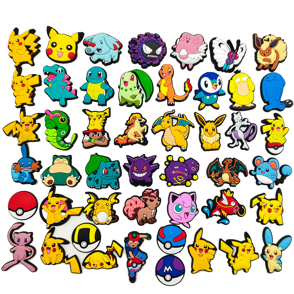 20-100pcs Potdemiel Pokemon Pikachu Shoes Charms Cartoon Shoe Accessories For Clogs Sandals Decoration Buckle Kids Friends Gifts