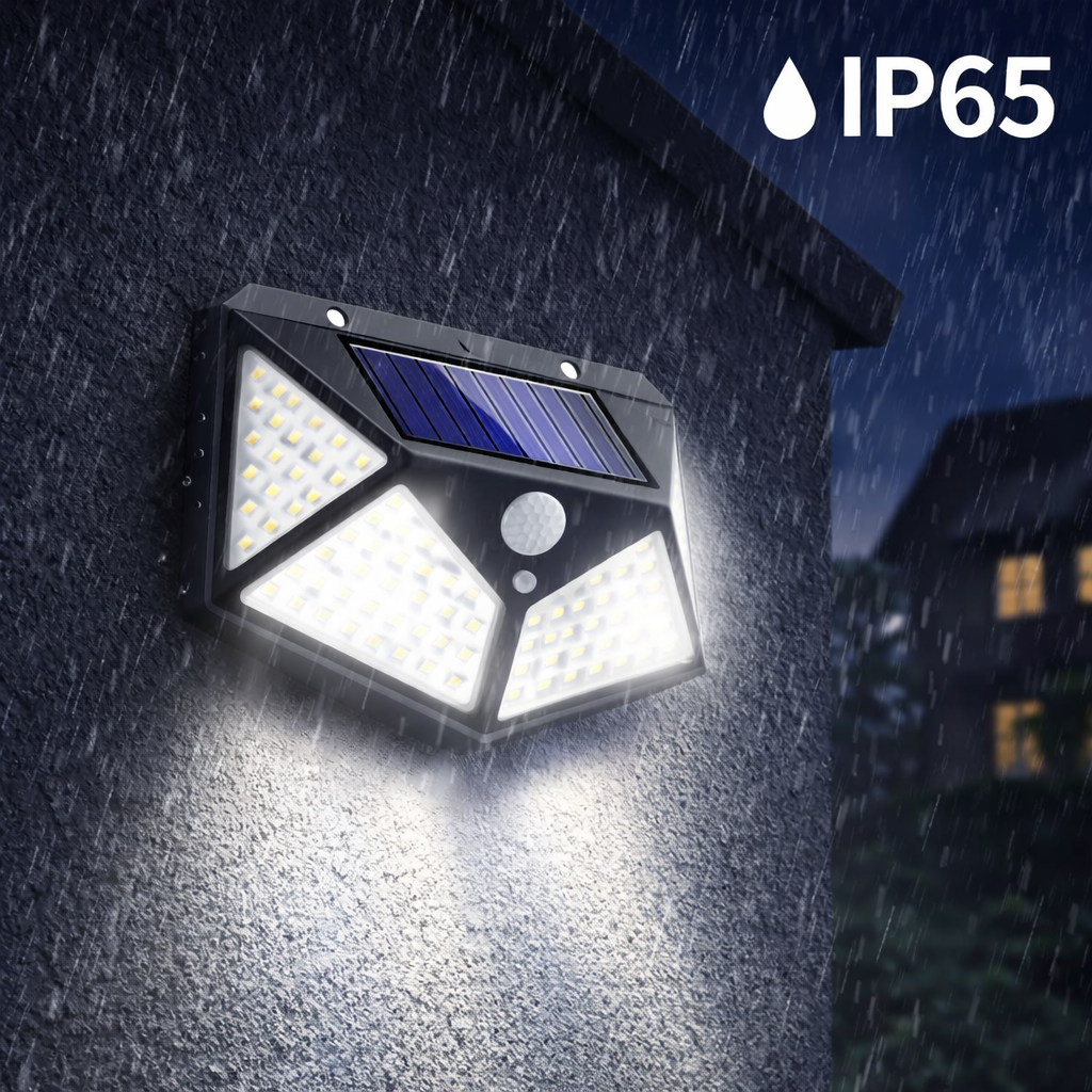 100 LED capteur de mouvement solaire lumière de sécurité extérieur étanche PIR projecteur pour cour jardin chemin clôture décoration