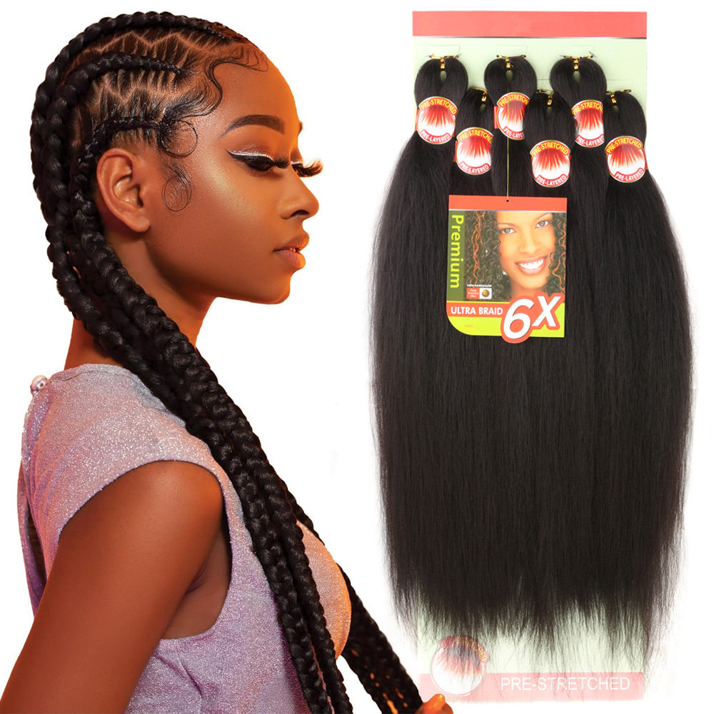 6X Rambut Kepang 26 Inci Rambut Kepang Ombre Pirang Pre-Stretched Ekstensi Rambut Palsu Sintetis untuk Kepang Wanita