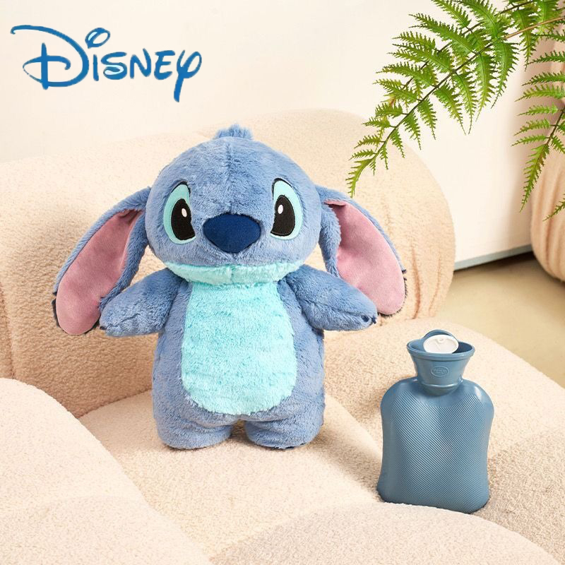 Stitch anjo lotso mão de pelúcia garrafa quente garrafas de água quente kawaii macio inverno portátil saco de mão quente anime brinquedos presente de natal