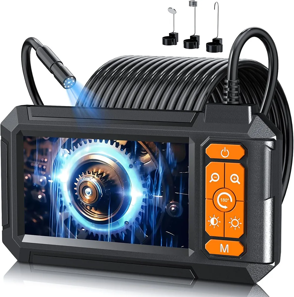Kamera endoskopowa przemysłowa z ekranem IPS 4,3 cala, 8 mm, HD1080P, wodoodporna IP67, 8 diod LED, inspekcyjny boroskop do rur i napraw samochodowych.