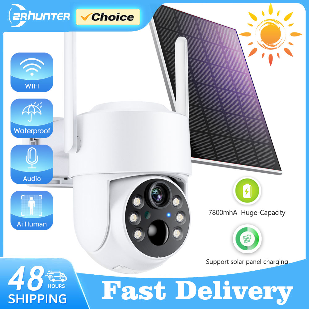 Câmera wi-fi ptz externa, sem fio, solar, ip, 4mp, hd, bateria embutida, câmera de vigilância por vídeo, longo tempo de espera, aplicativo icsee