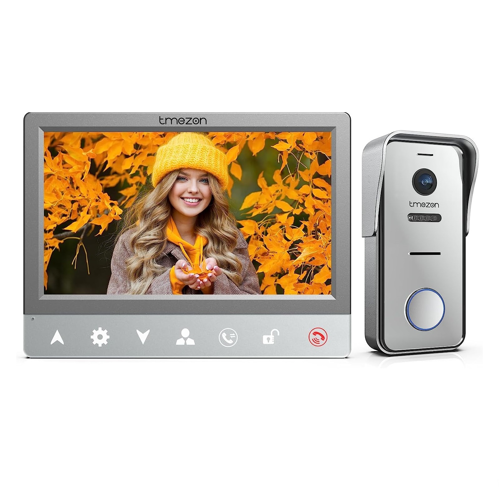 Tmezon 2-Wire Video Intercom System,Video Doorbell Door Phone System with HD Camera Support Unlock, Monitoring ,Recording