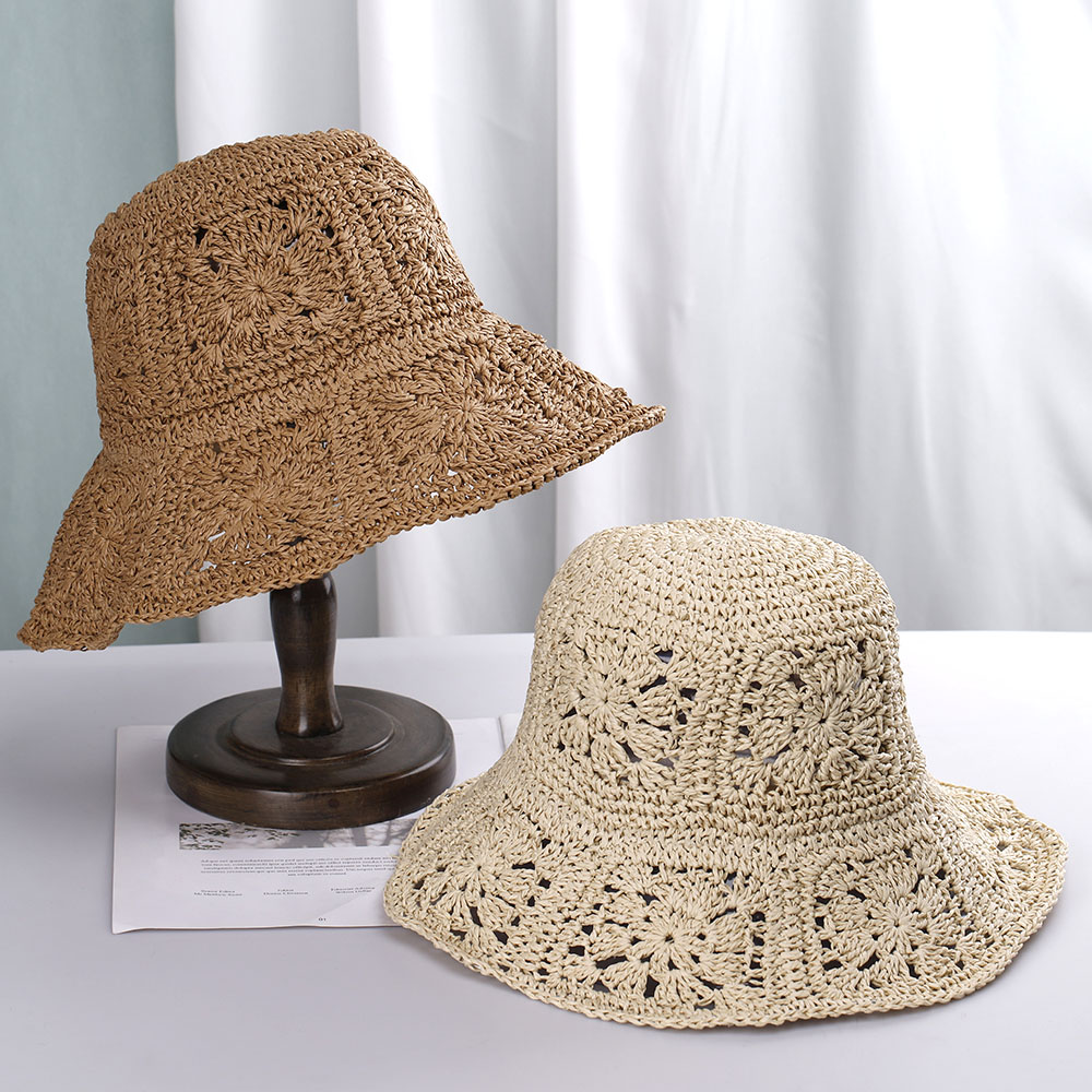 2023 chapéus de palha das mulheres chapéu de crochê balde chapéu proteção uv viseira de sol chapéus de praia viseiras dobrável feminino verão chapéu de sol