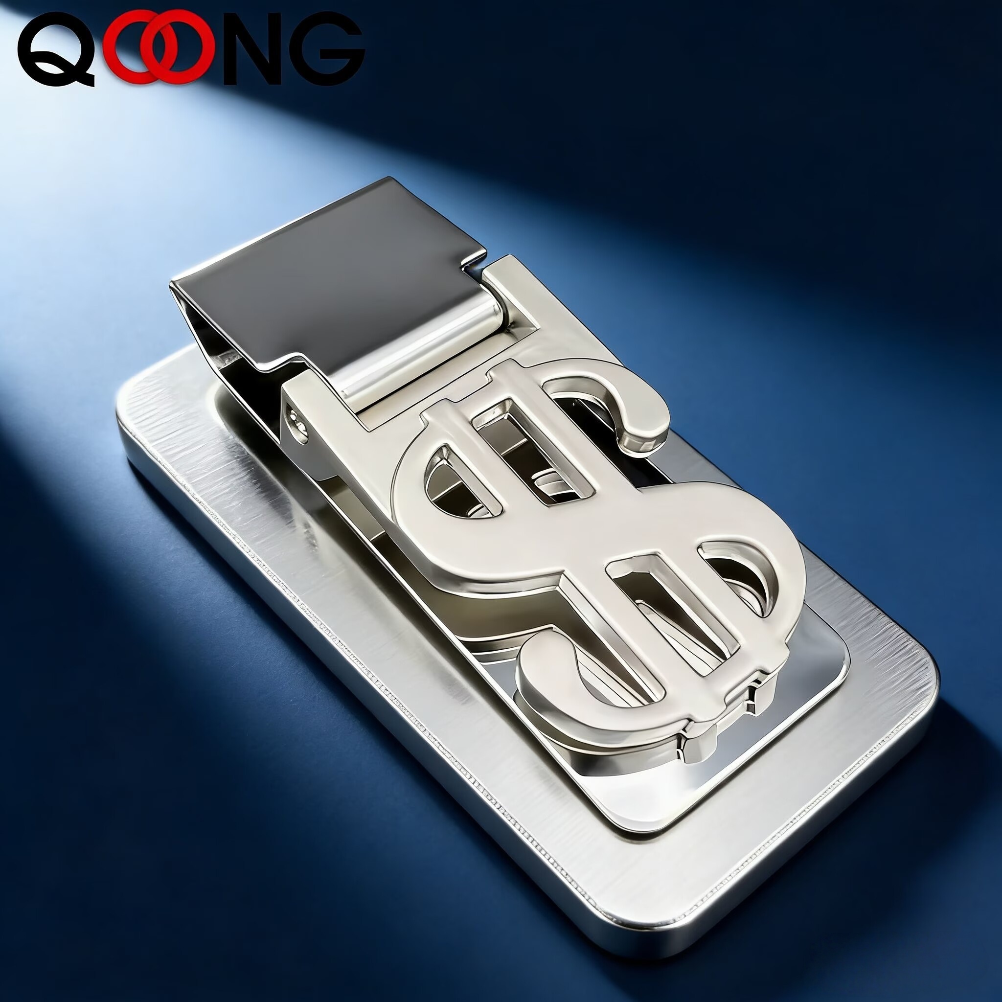 QOONG-Pince à billets en acier inoxydable pour hommes et femmes, lettrage personnalisé, pince à billets en métal, pince à billets en dollars simple, porte-monnaie de qualité