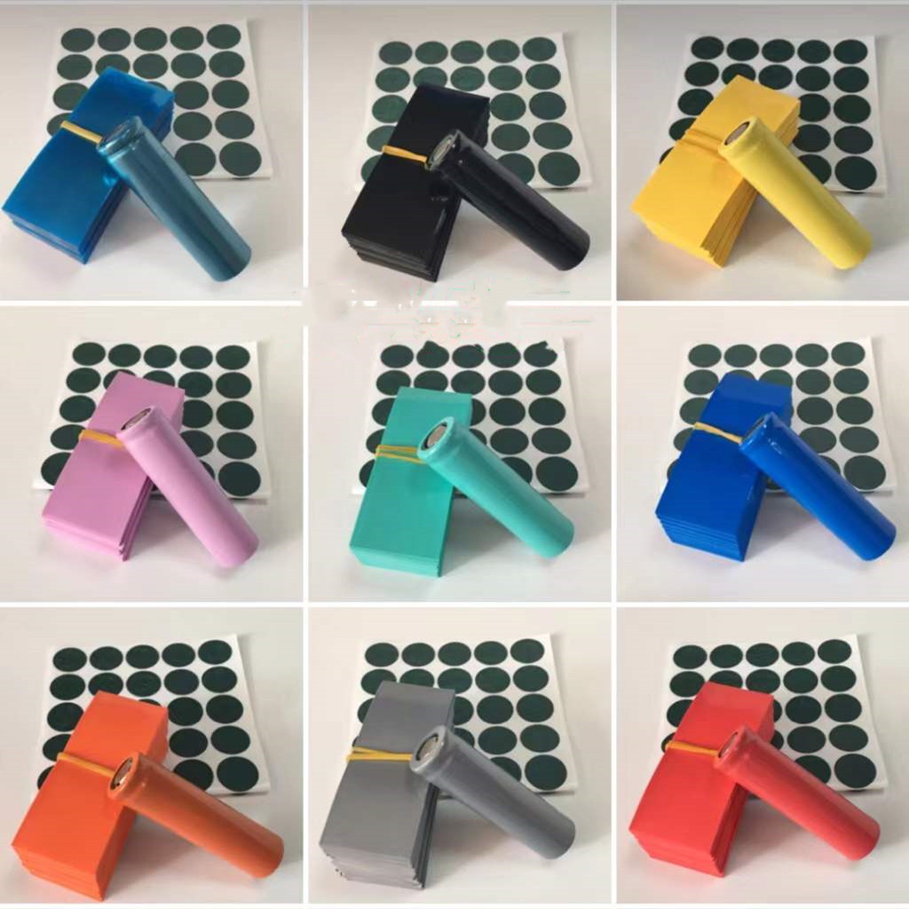 100 Buah 18650 Baterai Lithium Tabung Panas Menyusut PVC Tabung Lengan Film Selubung Insulasi dengan 100 Buah Kertas Gandum Paking
