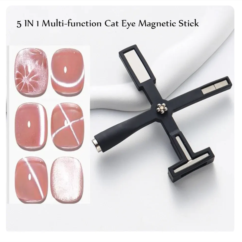 5 IN 1 Multi-Function CAT EYE Magnetic Stick เล็บแม่เหล็กสําหรับเล็บเจล Polish Line Strip Effect เล็บ Art Decal เครื่องมือ