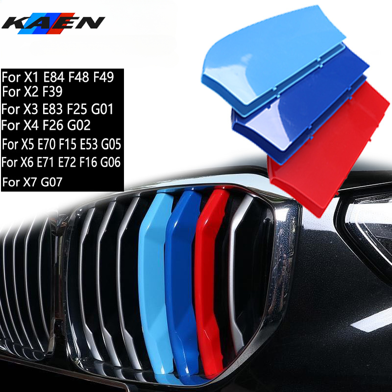 3szt Listwa ozdobna maski samochodowej do BMW X1 X2 X3 X4 X5 X6 X7 E84 F48 F49 F39 E83 F25 G01 F26 G02 E70 F15 E53 G05 E71 E72 F16 G06 G07