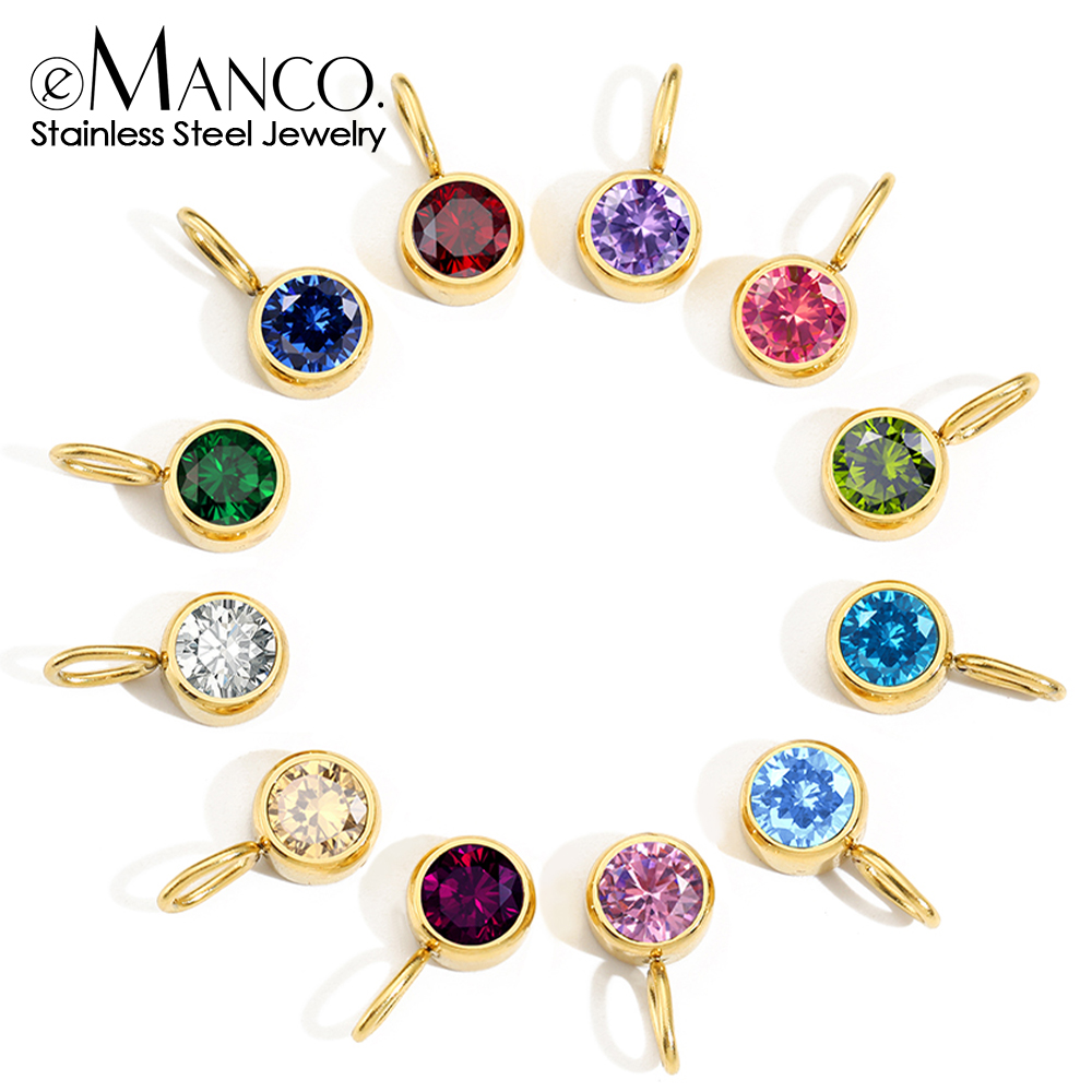 EManco Collar con Colgante de Piedra de Nacimiento de 12 Colores, Zirconia, Accesorios de Piedra de Color, Regalo de Cumpleaños