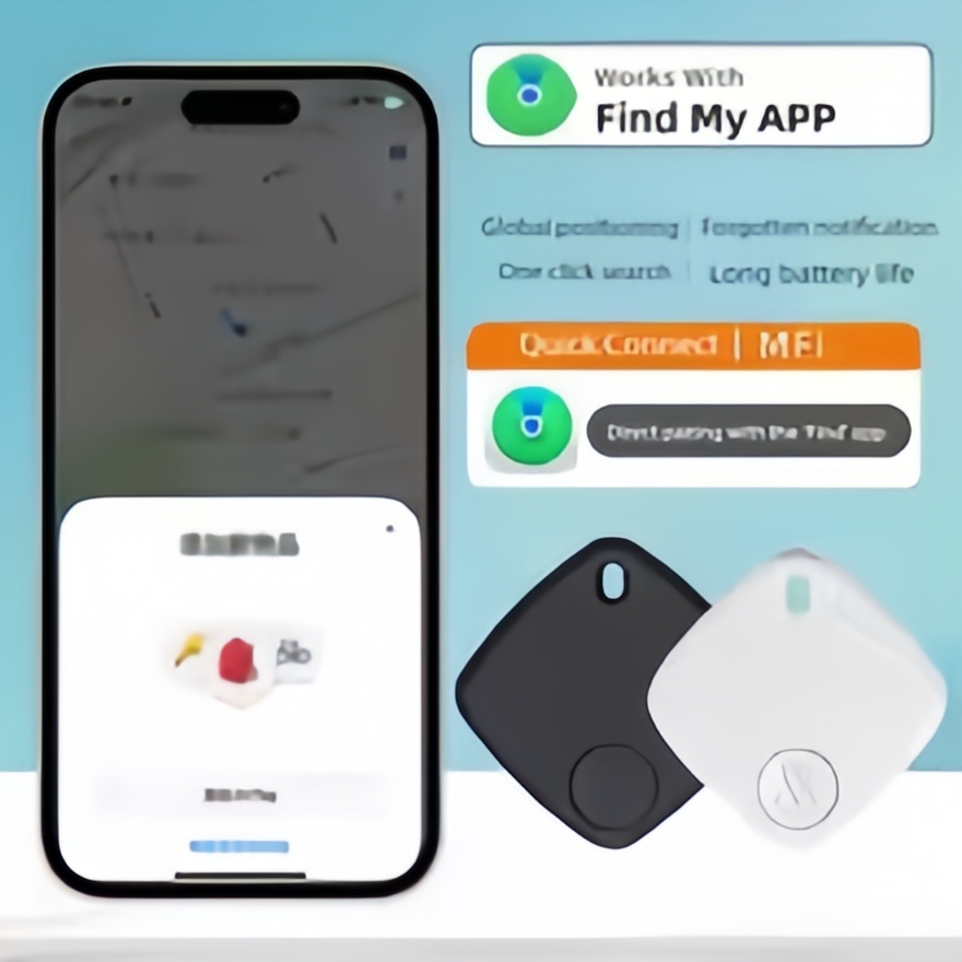 Mini GPS Tracker voor iOS - Bluetooth Smart Tag voor sleutels/huisdieren/portemonnee, anti-verloren apparaat met realtime tracking voor iPhone iPad