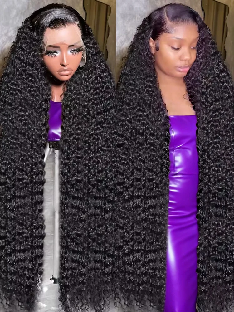 36 42 Inch Loose Deep Wave Lace Front Human Hair Wigs Glueless Brazilian Bouncy Curly Transparent Full 13x4 13x6 HD Lace Frontal Wigs Vietnamese Original Natural Water Curly Wigs for Black Women Daily Styling 300% Density