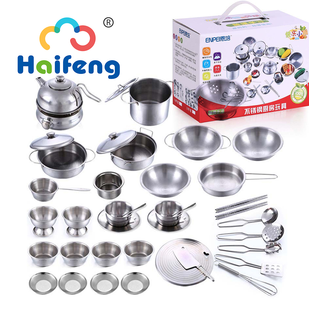 Juego de utensilios de cocina de acero inoxidable para niños, juego de simulación de comida, juguete, Mini juego de cocina, pala, hojalata, juguete de cocina para niños, 25 uds.