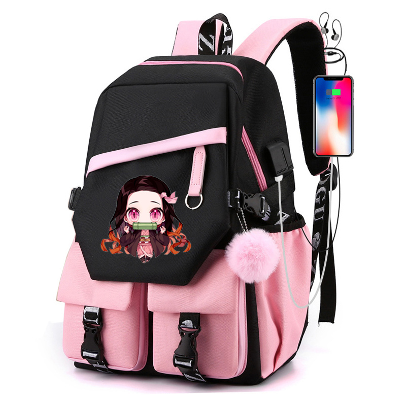 Kamado Nezuko Demon Slayer plecaki Oxford dziewczyny chłopcy Anime szkolne torby na książki nastolatek płócienny plecak na laptopa dla kobiet mężczyzn