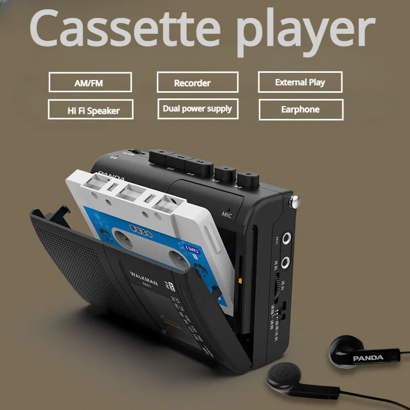 แบบพกพาเทป AM/วิทยุ FM Retro CASSETTE เครื่องเล่นเพลง Walkman เทปเครื่องบันทึกพร้อมลําโพงรองรับ 3.5 มม.หูฟัง Play
