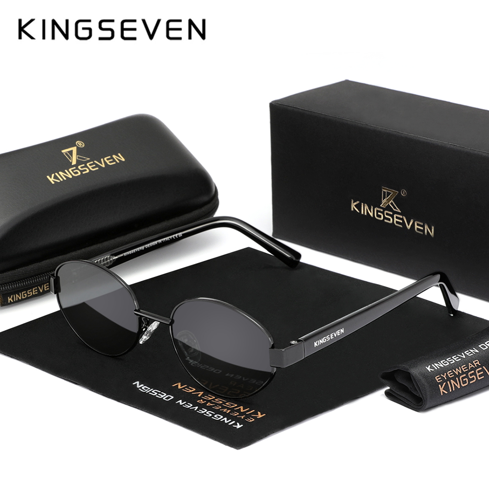 KINGSEVEN, gafas de sol ovaladas pequeñas para mujer, gafas de sol de metal para exteriores con protección UV400, gafas de sol de alta calidad para hombre, gafas de lujo