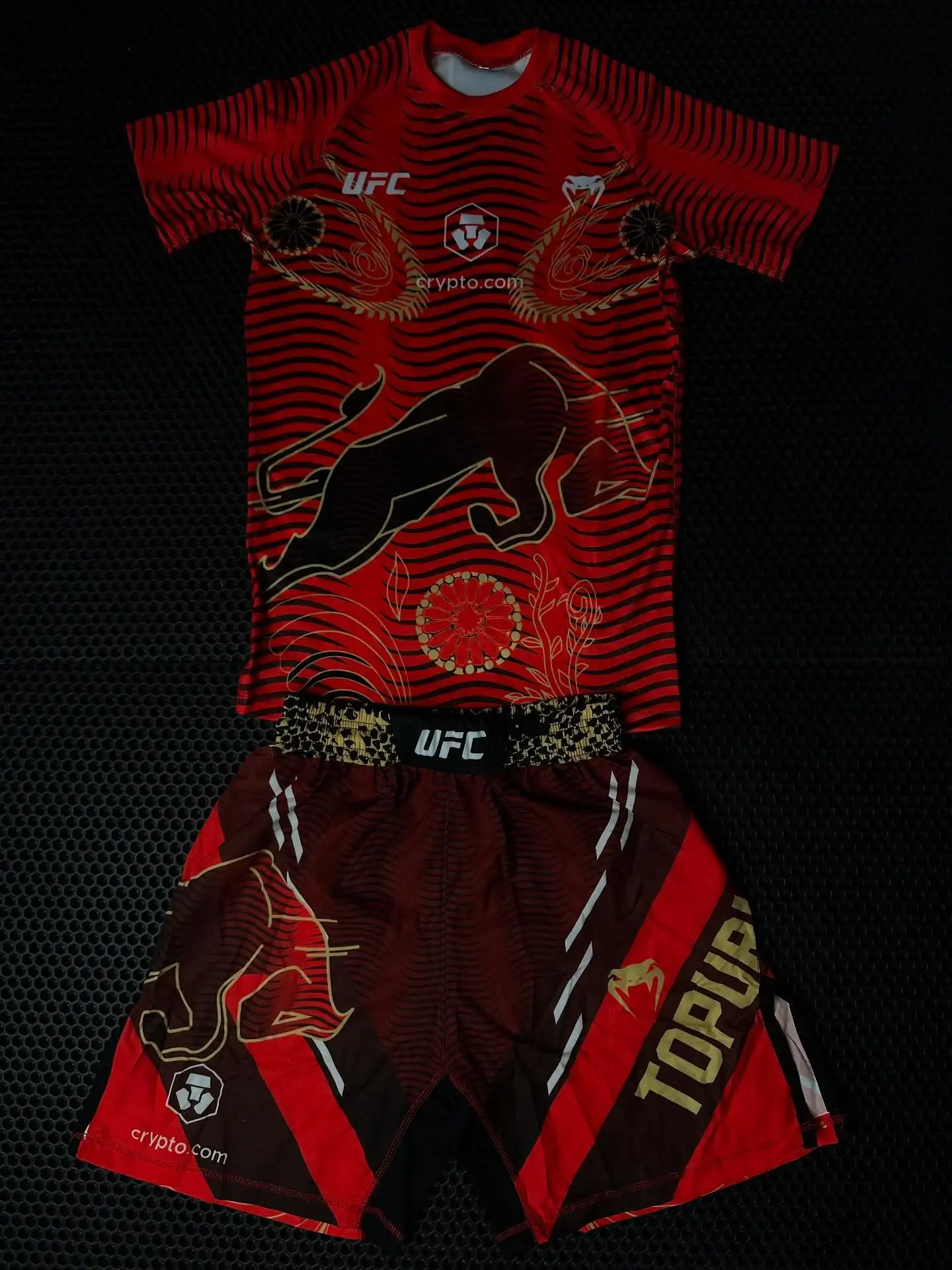 Męski zestaw: koszulka UFC Top Boxer Ilia Topuria na walki, oddychająca koszulka, odzież sportowa do zapasów, biegania, pochłaniająca pot.